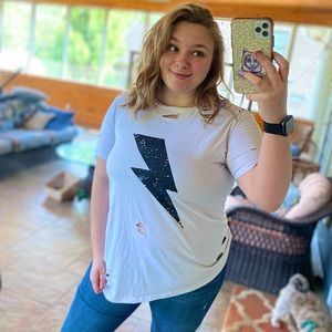 Free when bundled lightning bolt distressed tee